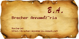 Brecher Annamária névjegykártya